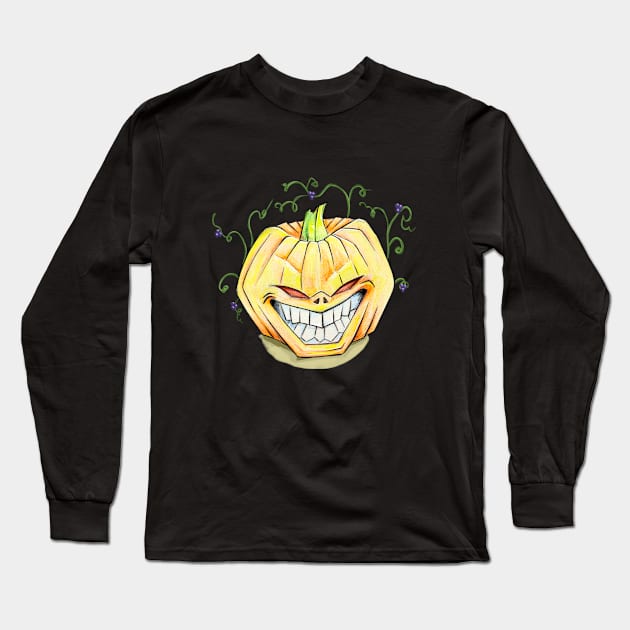 Evil pumpkin halloween Long Sleeve T-Shirt by Torrika